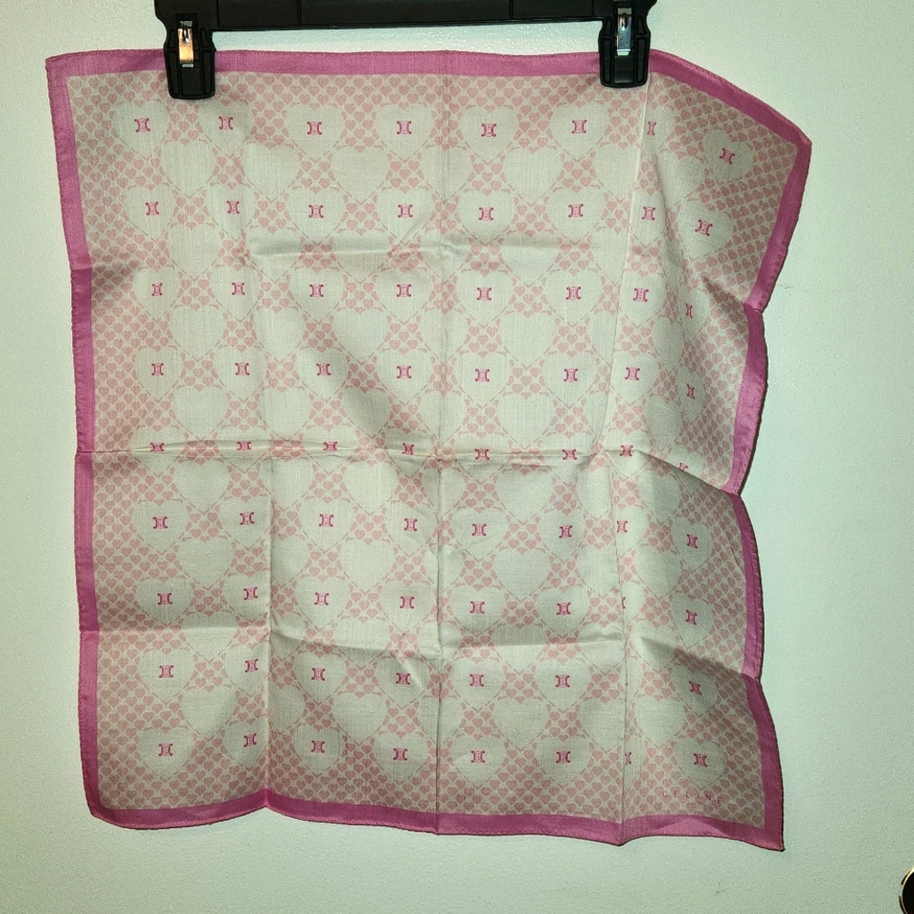 Celine Vintage Scarf handkerchief Cotton Hair Bag Purse Women Neck Head Macadam